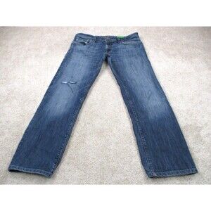 Mavi Jeans Mens 36 Zach Straight Leg Blue Distressed Denim Cotton Blend 36x29